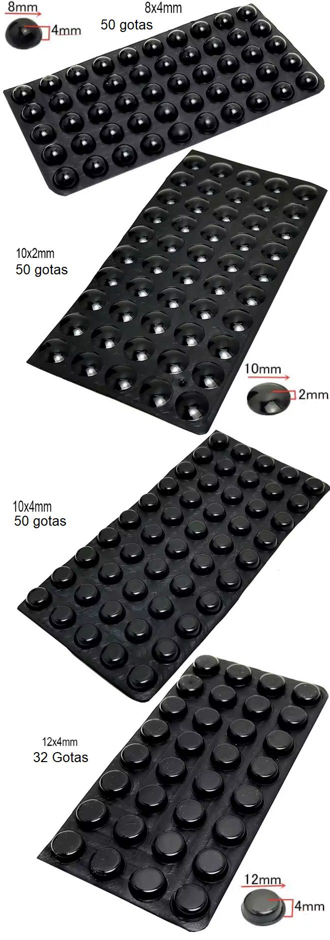 Pies de goma adhesivos